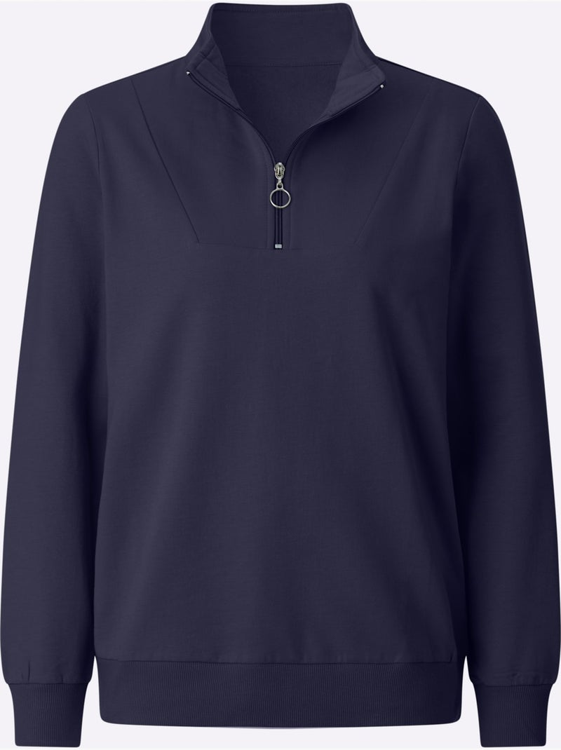 Sweatshirt pur coton - taille standard - witt Bleu marine - Kiabi