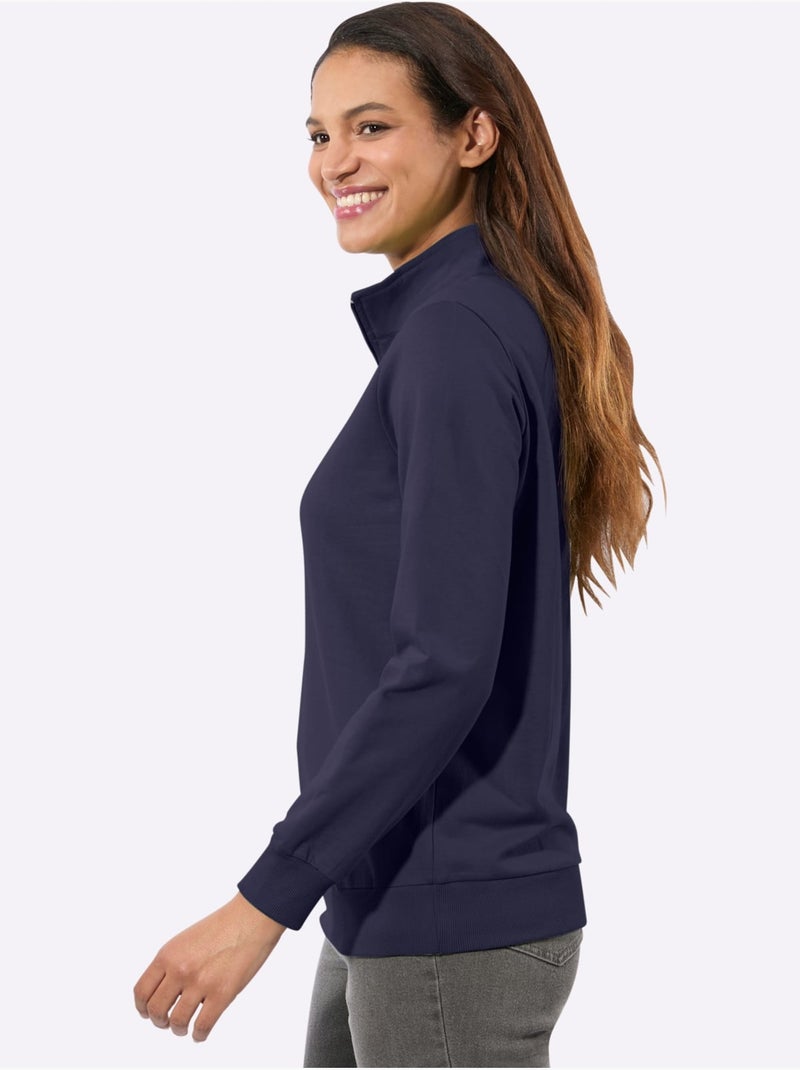 Sweatshirt pur coton - taille standard - witt Bleu marine - Kiabi
