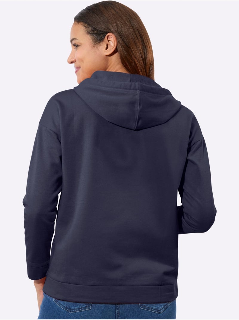 Sweatshirt pur coton - taille standard - witt Bleu marine - Kiabi