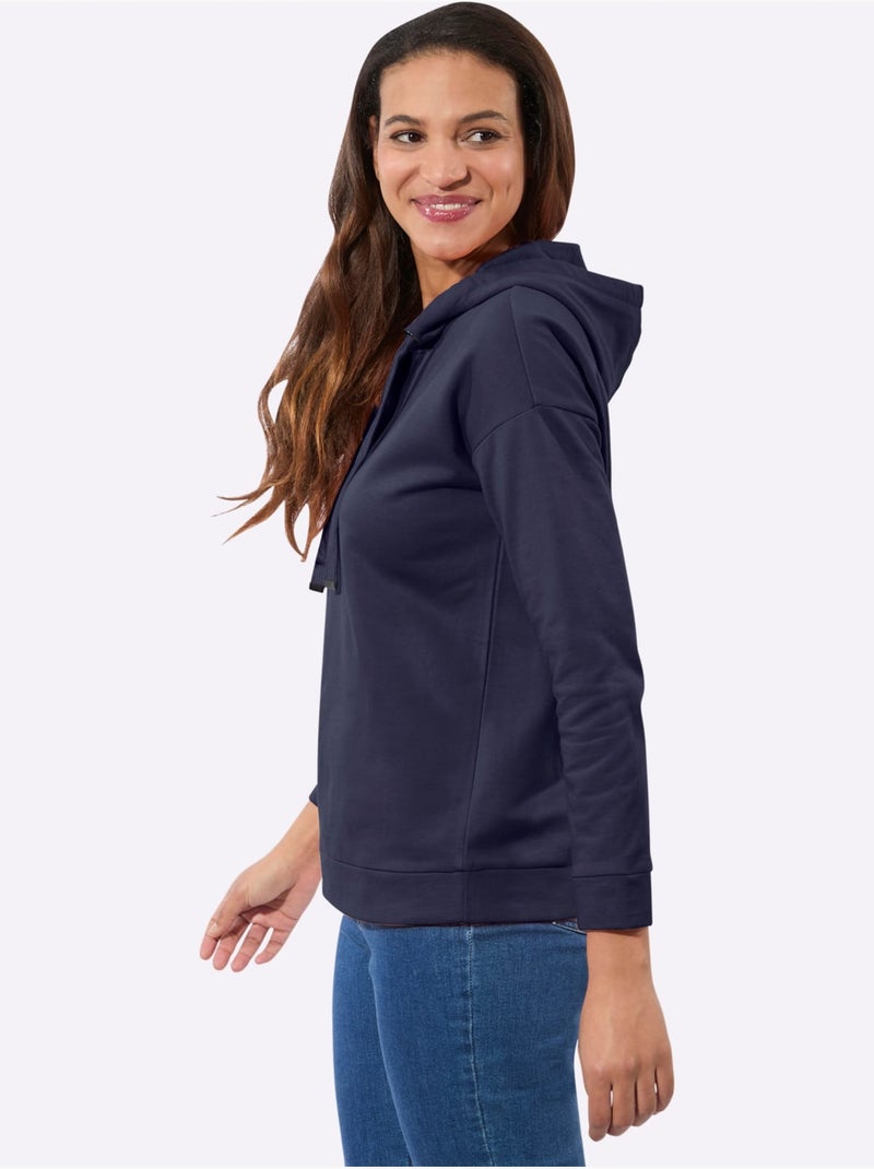 Sweatshirt pur coton - taille standard - witt Bleu marine - Kiabi