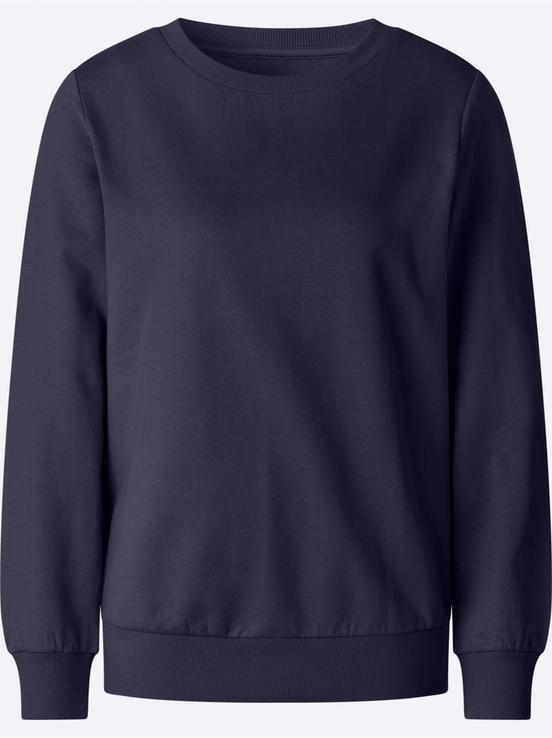Sweatshirt pur coton - taille standard - witt Bleu marine - Kiabi