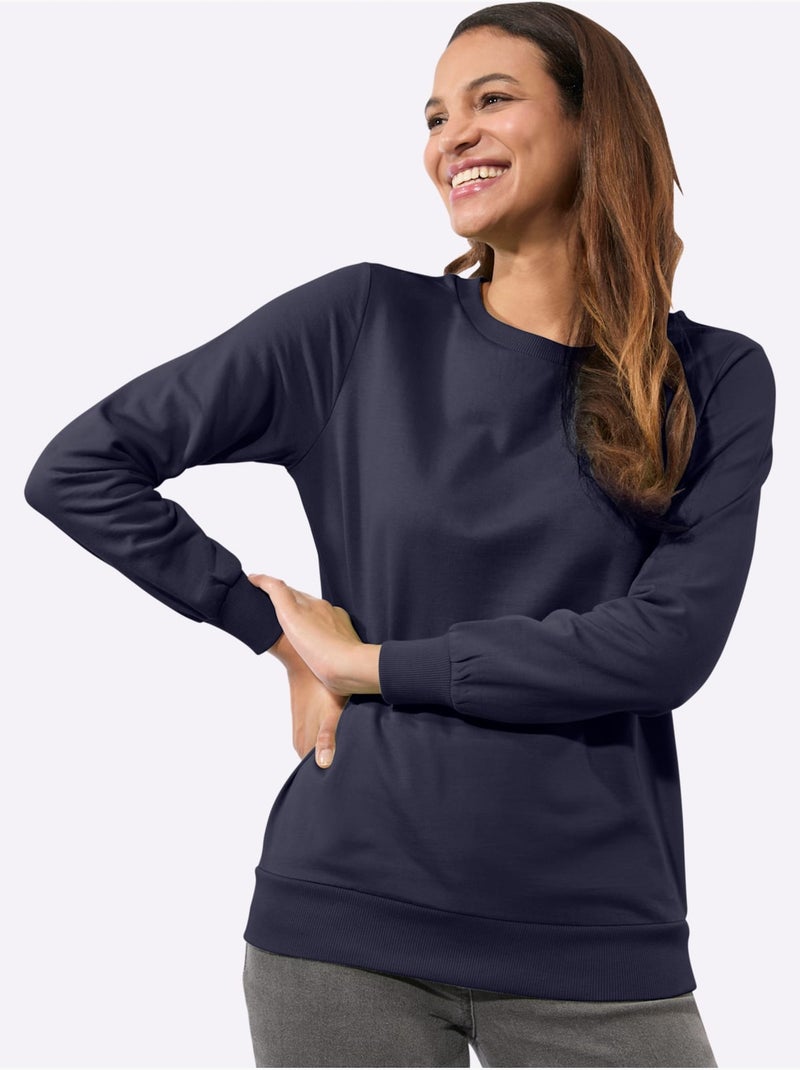 Sweatshirt pur coton - taille standard - witt Bleu marine - Kiabi