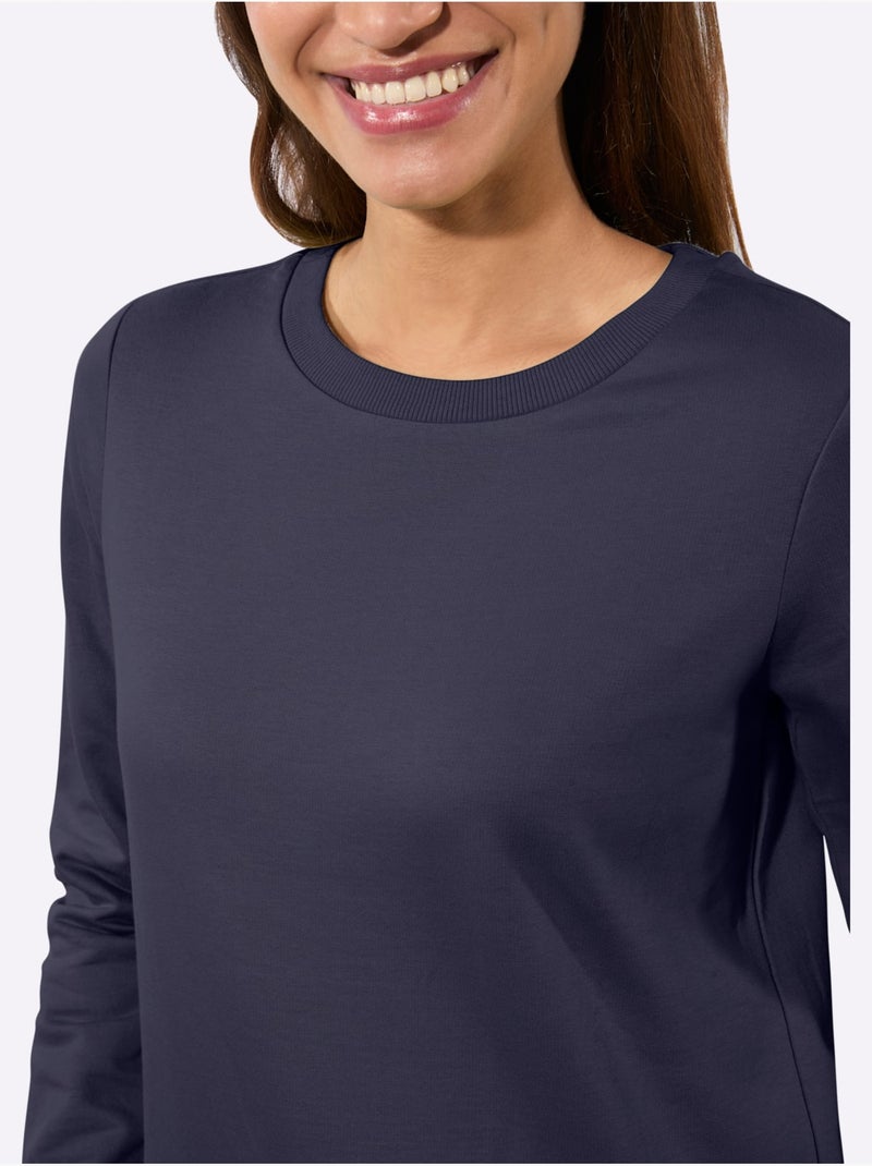 Sweatshirt pur coton - taille standard - witt Bleu marine - Kiabi