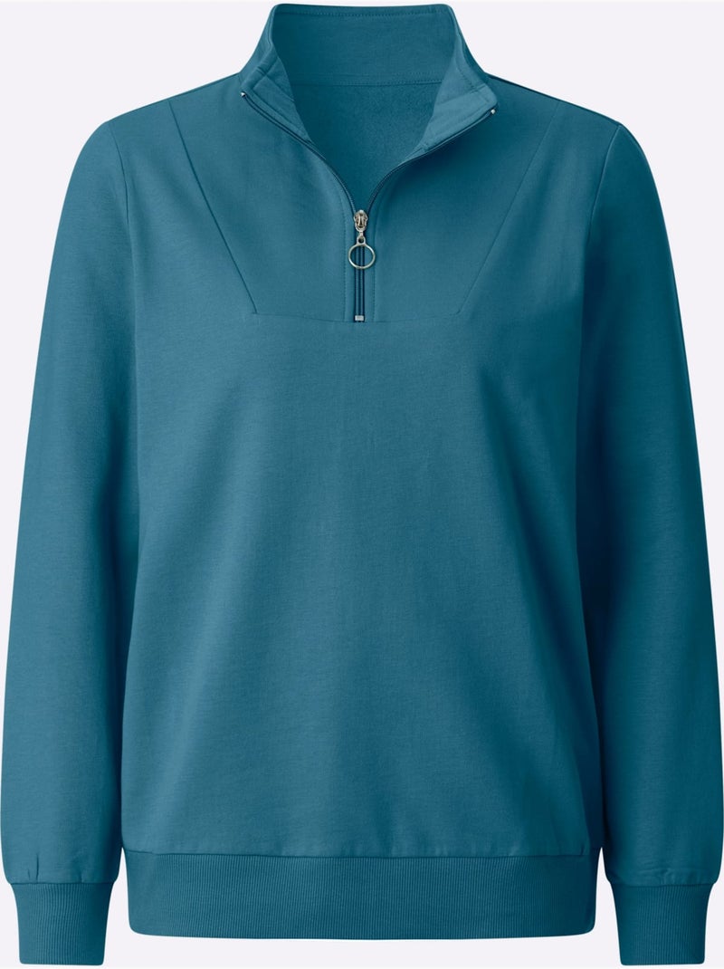 Sweatshirt pur coton - taille standard - witt Bleu topaze - Kiabi