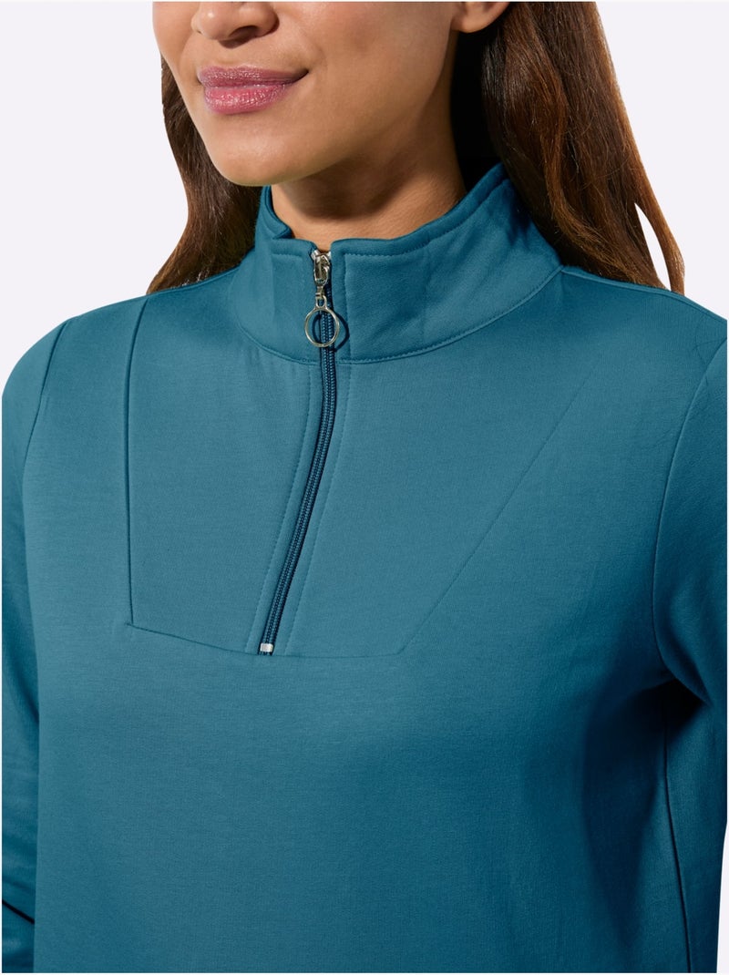Sweatshirt pur coton - taille standard - witt Bleu topaze - Kiabi
