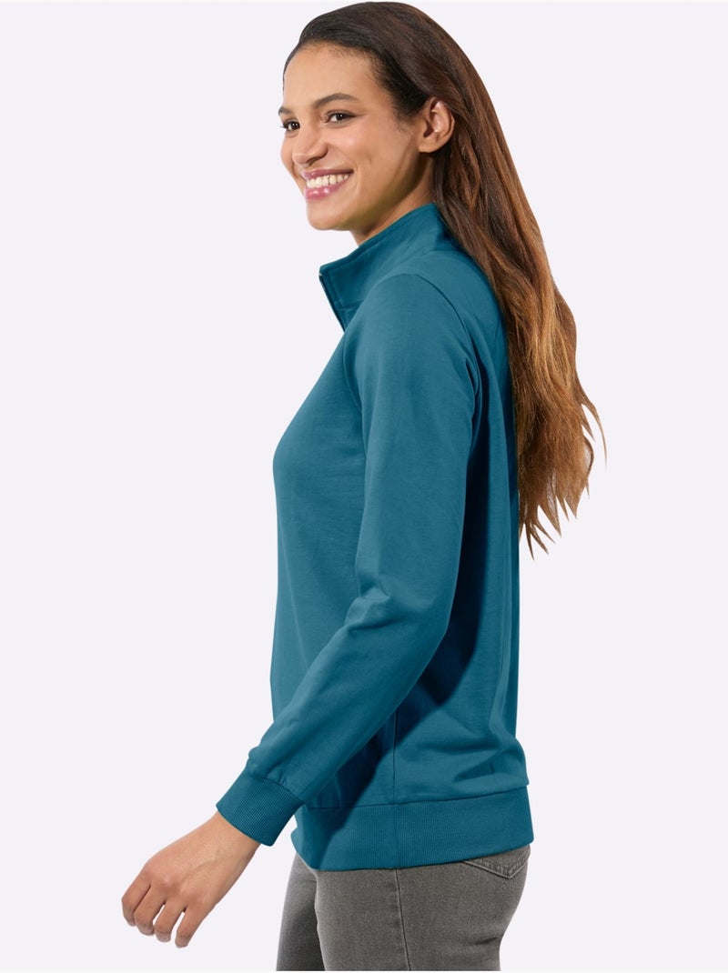 Sweatshirt pur coton - taille standard - witt Bleu topaze - Kiabi