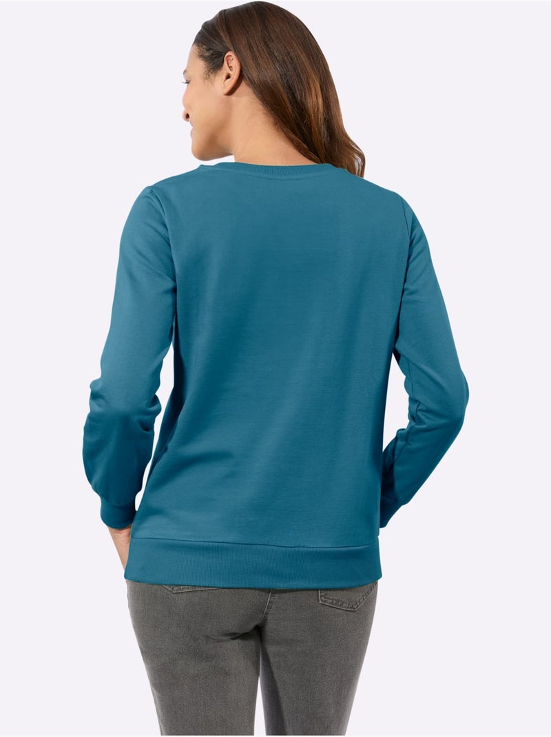 Sweatshirt pur coton - taille standard - witt Bleu topaze - Kiabi