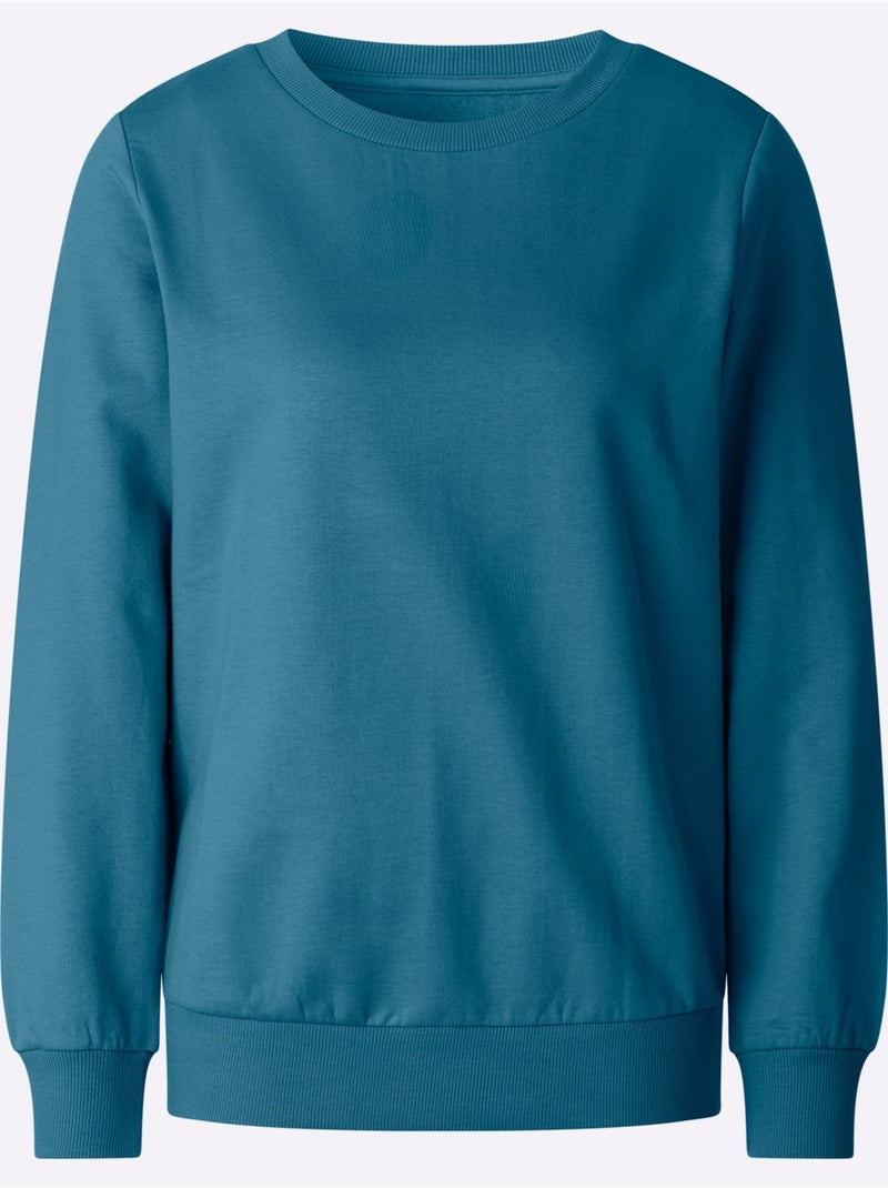 Sweatshirt pur coton - taille standard - witt Bleu topaze - Kiabi