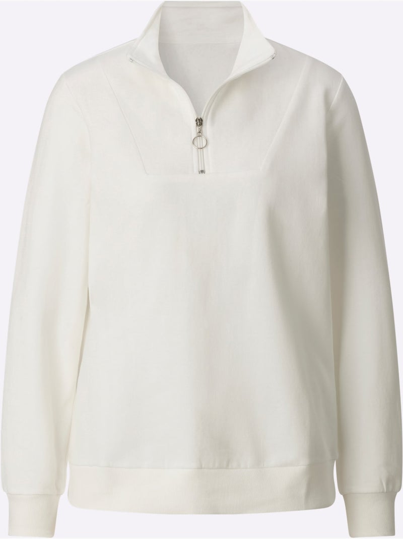 Sweatshirt pur coton - taille standard - witt Ecru - Kiabi