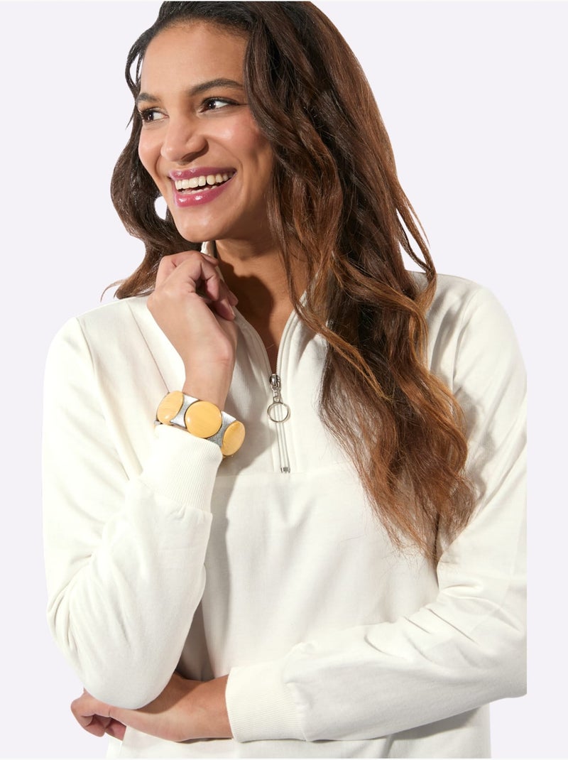 Sweatshirt pur coton - taille standard - witt Ecru - Kiabi