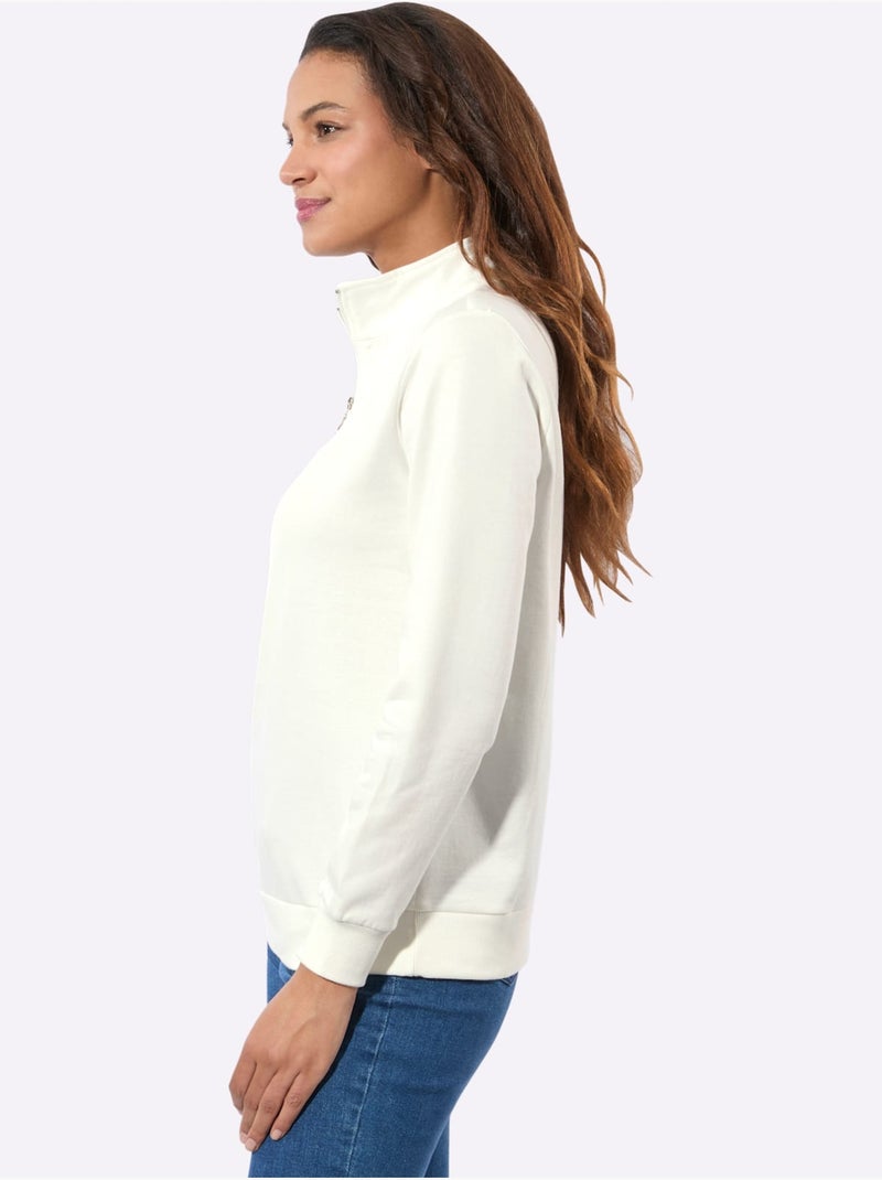 Sweatshirt pur coton - taille standard - witt Ecru - Kiabi