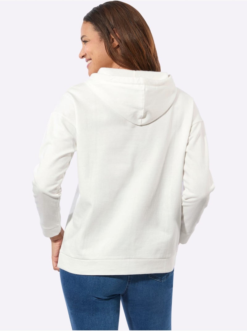 Sweatshirt pur coton - taille standard - witt Ecru - Kiabi