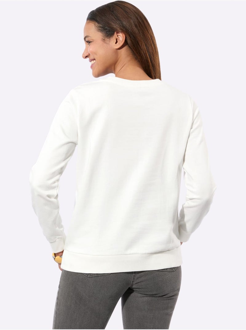 Sweatshirt pur coton - taille standard - witt Ecru - Kiabi