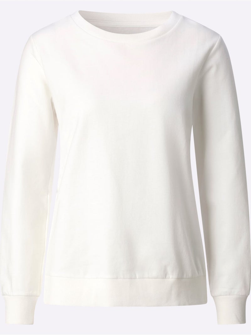 Sweatshirt pur coton - taille standard - witt Ecru - Kiabi