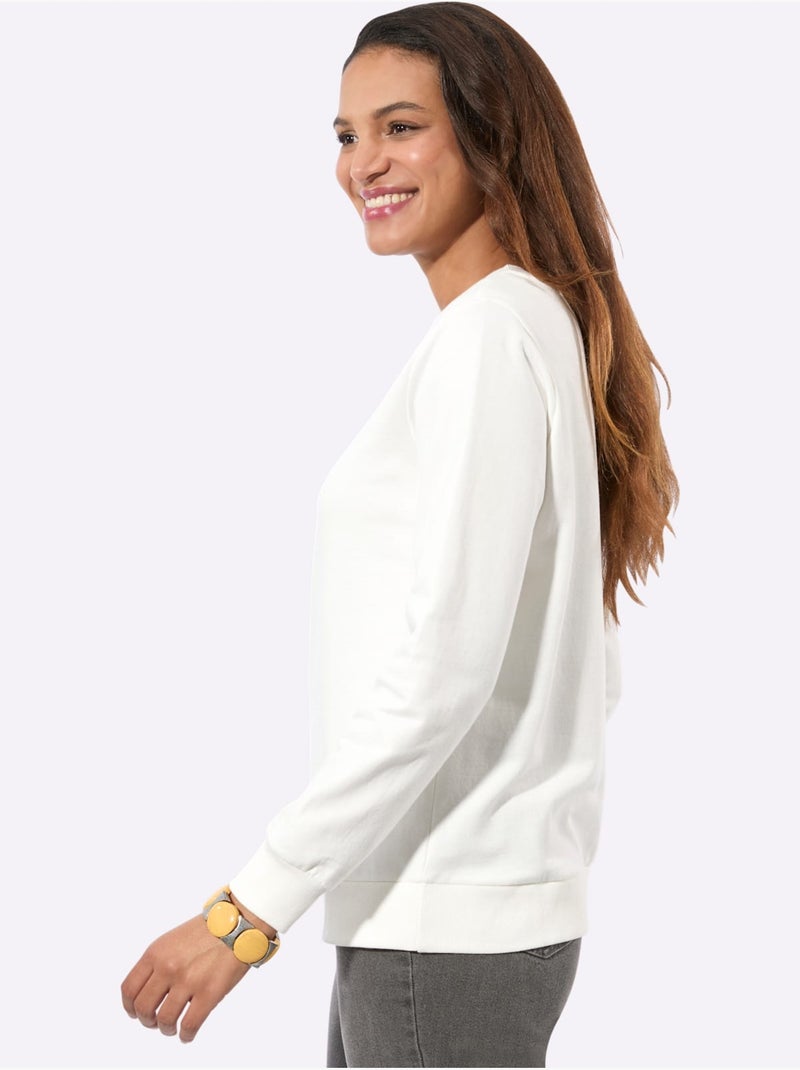 Sweatshirt pur coton - taille standard - witt Ecru - Kiabi
