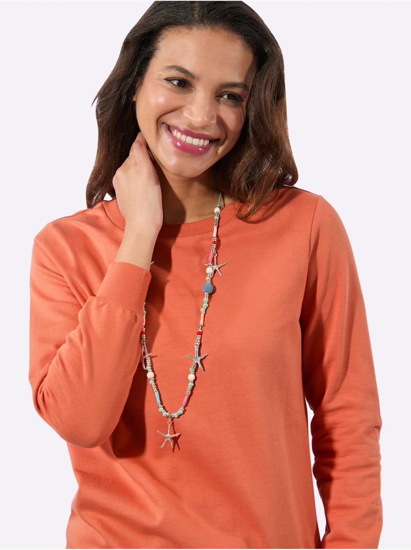 Sweatshirt pur coton - taille standard - witt Orange - Kiabi