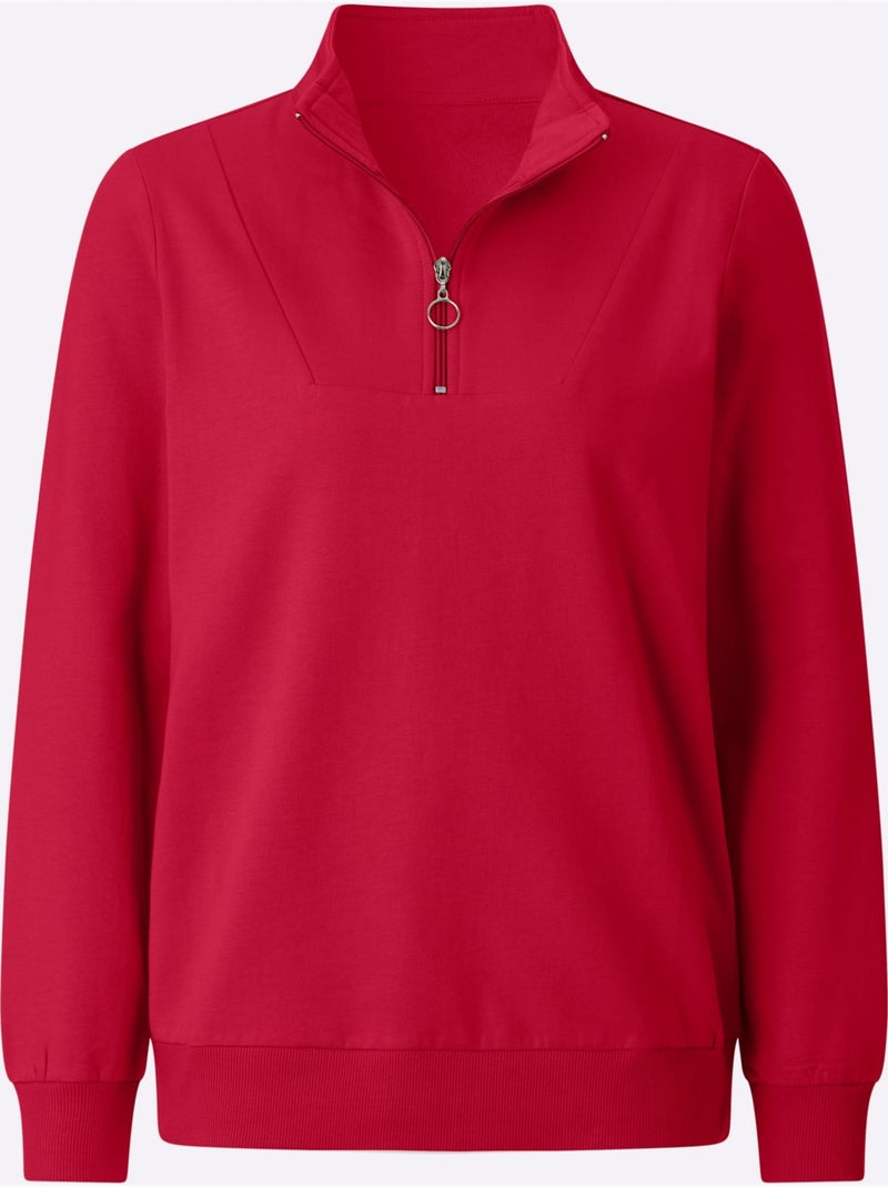 Sweatshirt pur coton - taille standard - witt Rouge - Kiabi