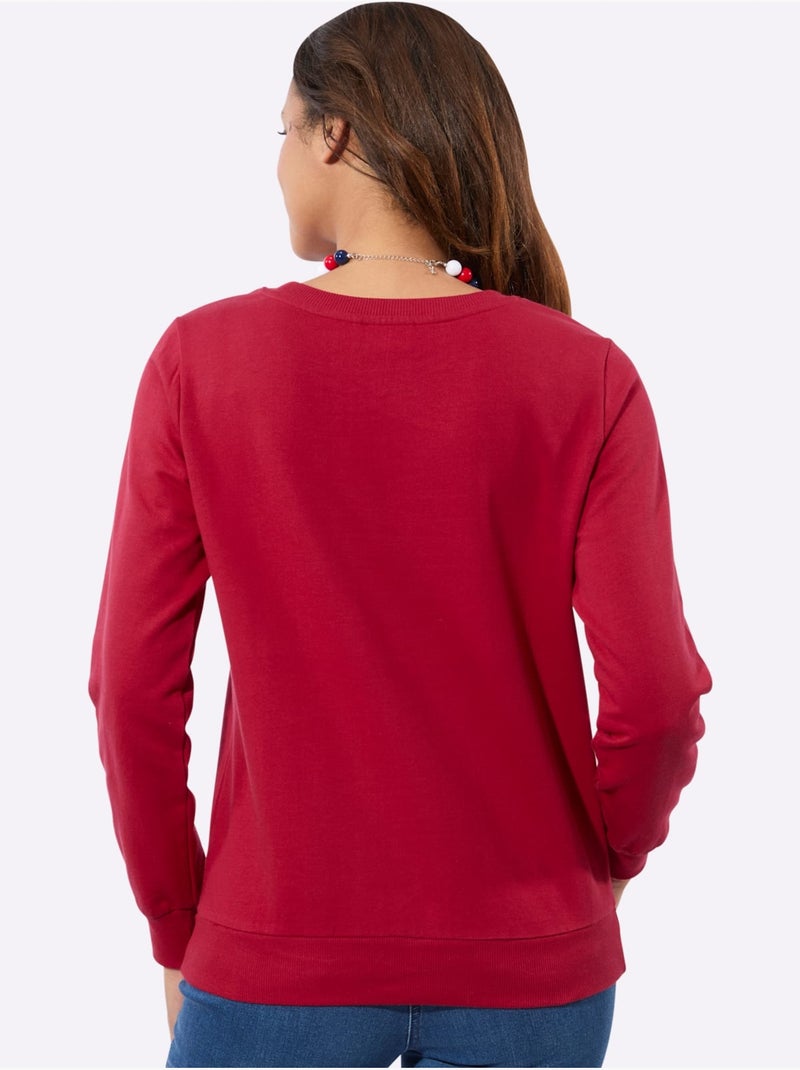 Sweatshirt pur coton - taille standard - witt Rouge - Kiabi