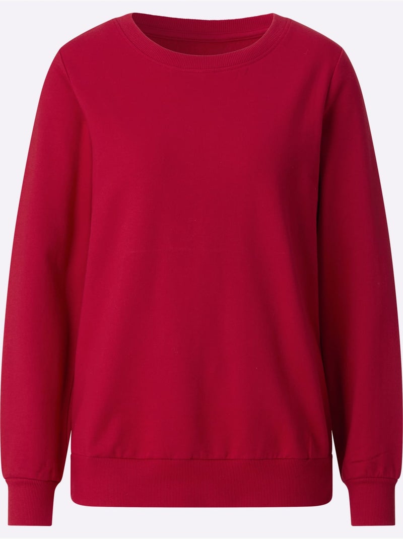 Sweatshirt pur coton - taille standard - witt Rouge - Kiabi