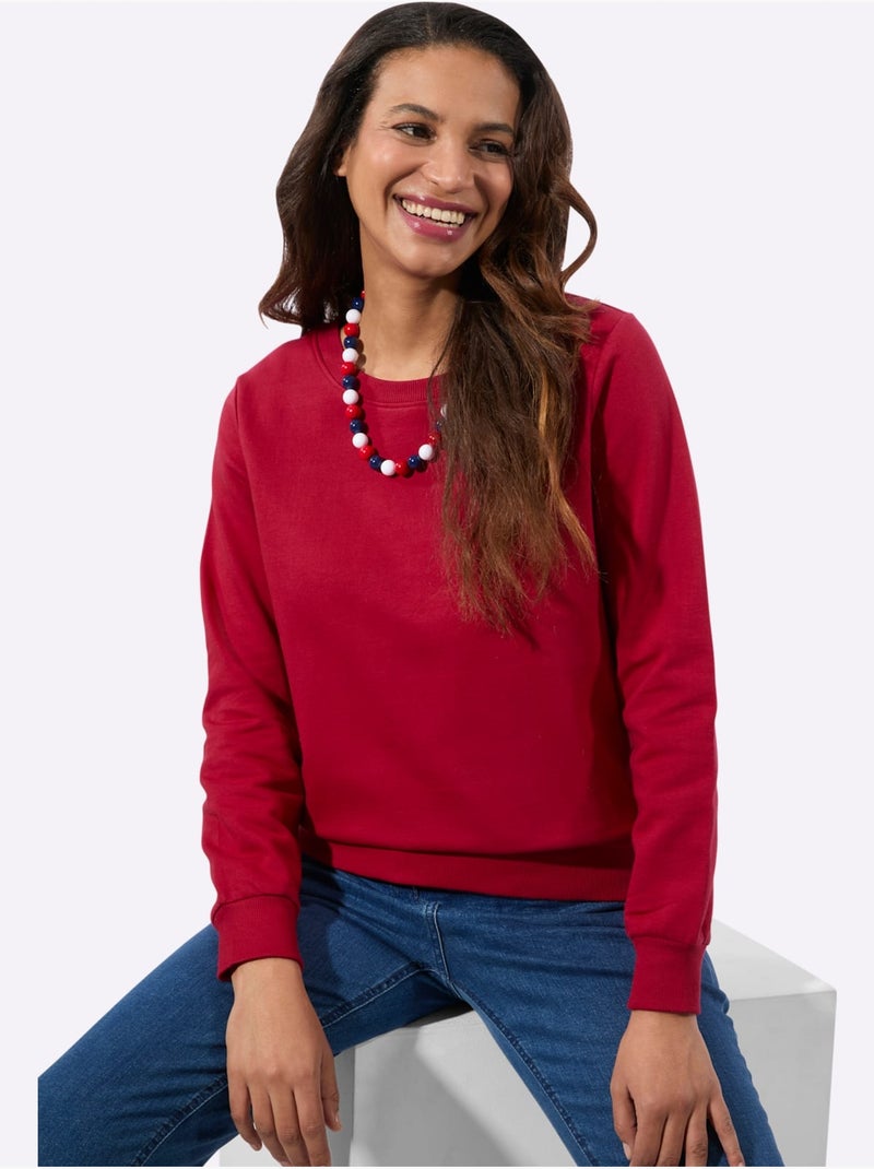 Sweatshirt pur coton - taille standard - witt Rouge - Kiabi