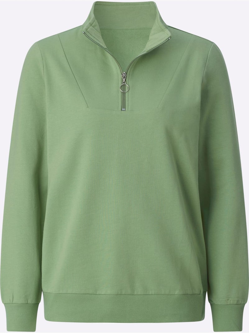 Sweatshirt pur coton - taille standard - witt Vert eucalyptus - Kiabi