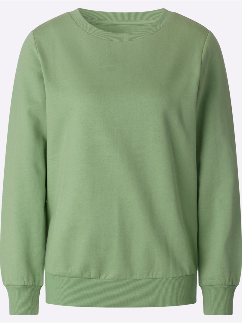 Sweatshirt pur coton - taille standard - witt Vert eucalyptus - Kiabi