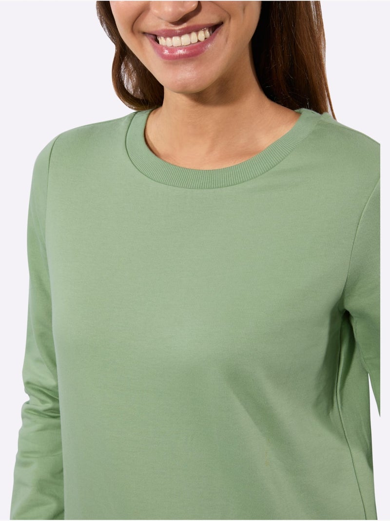 Sweatshirt pur coton - taille standard - witt Vert eucalyptus - Kiabi