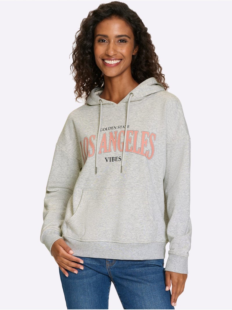 Sweatshirt Qualité Coton - Taille Standard - Helline Gris chiné - Kiabi