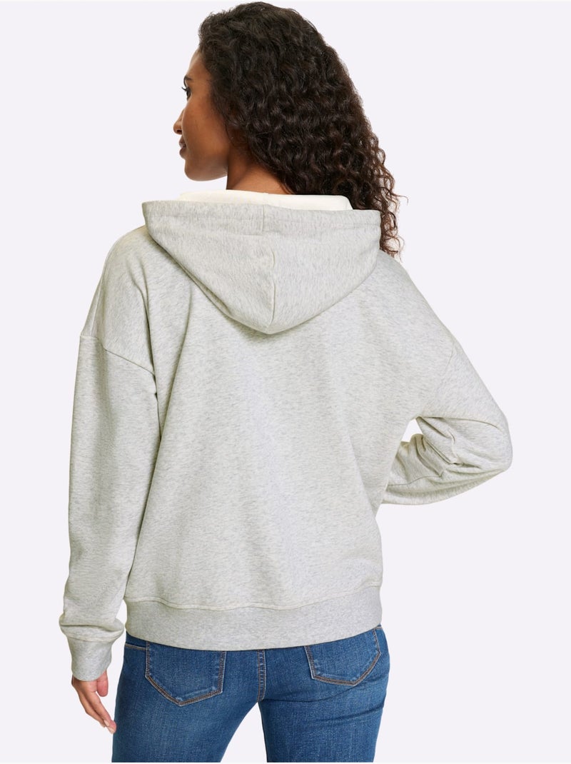 Sweatshirt Qualité Coton - Taille Standard - Helline Gris chiné - Kiabi