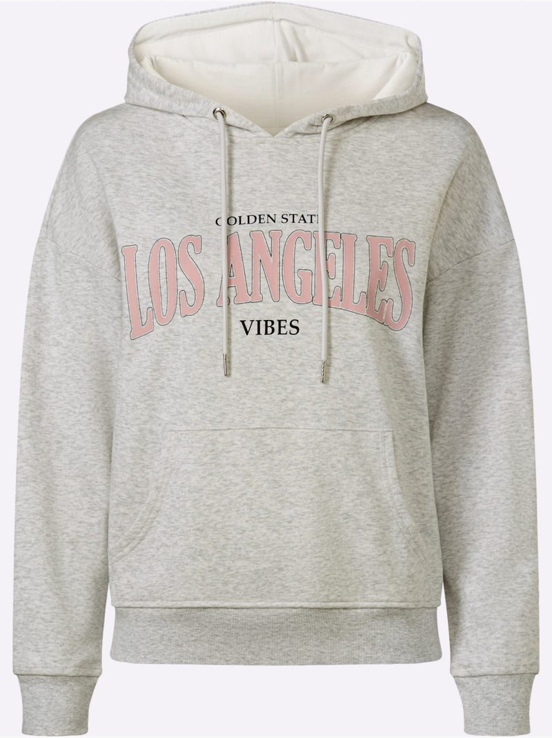 Sweatshirt Qualité Coton - Taille Standard - Helline Gris chiné - Kiabi