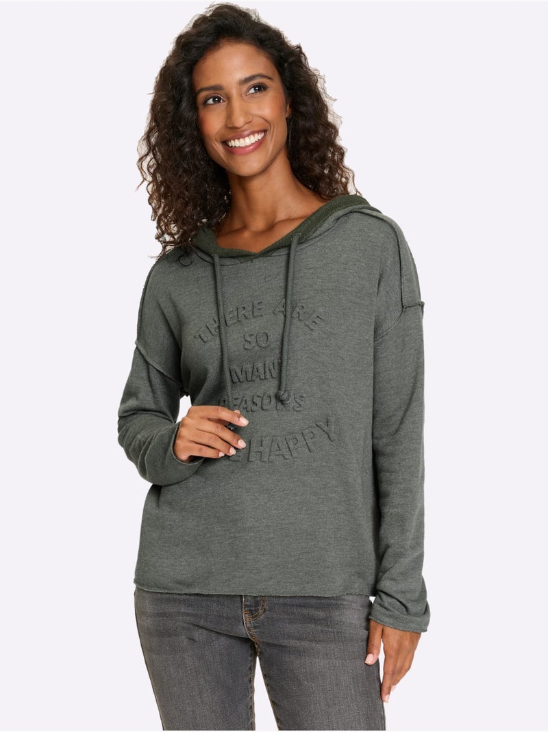 Sweatshirt Qualité Coton - Taille Standard - Helline Kaki - Kiabi