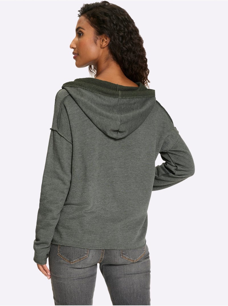 Sweatshirt Qualité Coton - Taille Standard - Helline Kaki - Kiabi