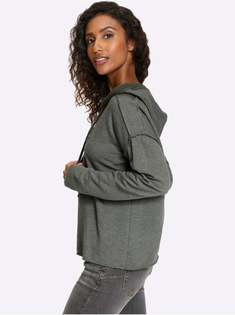 Sweatshirt Qualité Coton - Taille Standard - Helline Kaki - Kiabi