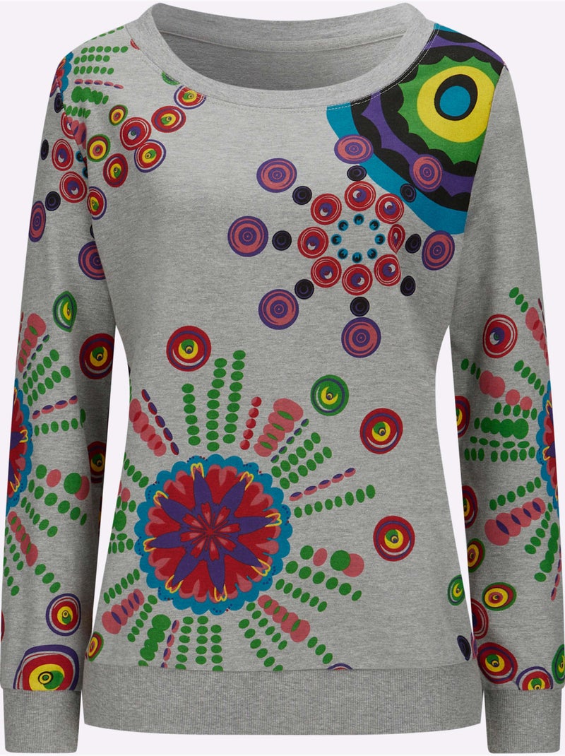 Sweatshirt qualité coton - taille standard - witt Gris chiné - Kiabi