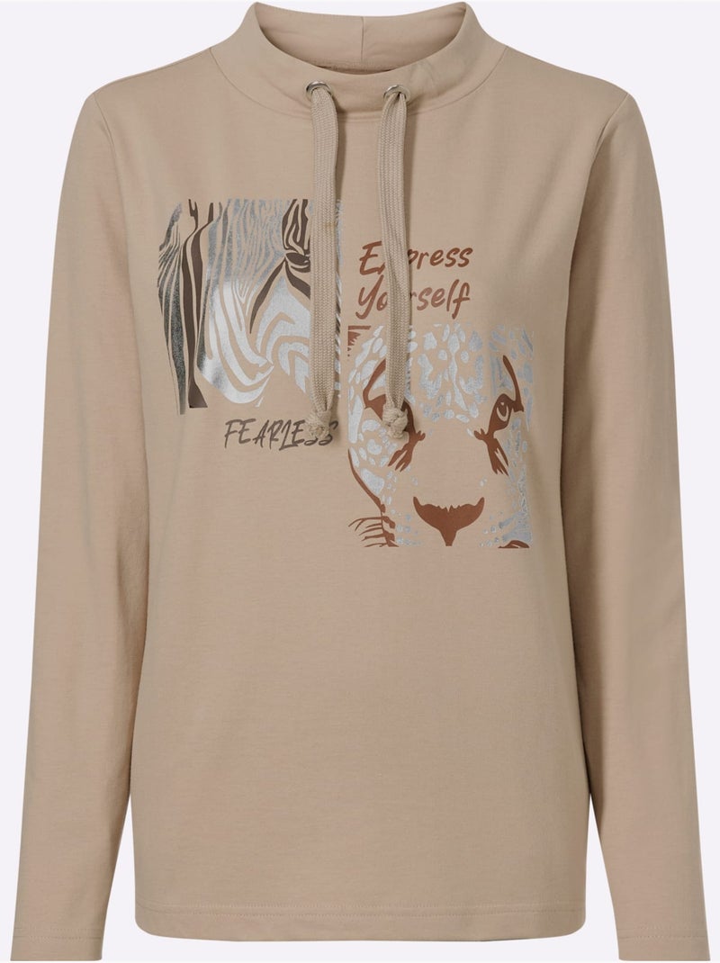 Sweatshirt Qualité Sweat Douce - Taille Standard - Moda Vilona Beige argile - Kiabi