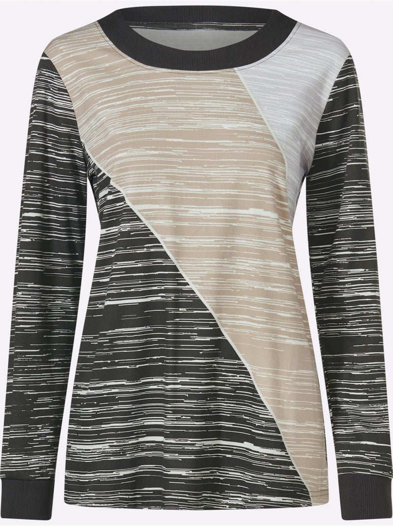 Sweatshirt Qualité Sweat Douce - Taille Standard - Moda Vilona Gris Blanc - Kiabi