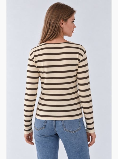 Sweatshirt rayé à col boutonné hiccup - Kiabi Sweatshirt rayé à col boutonné hiccup - Kiabi