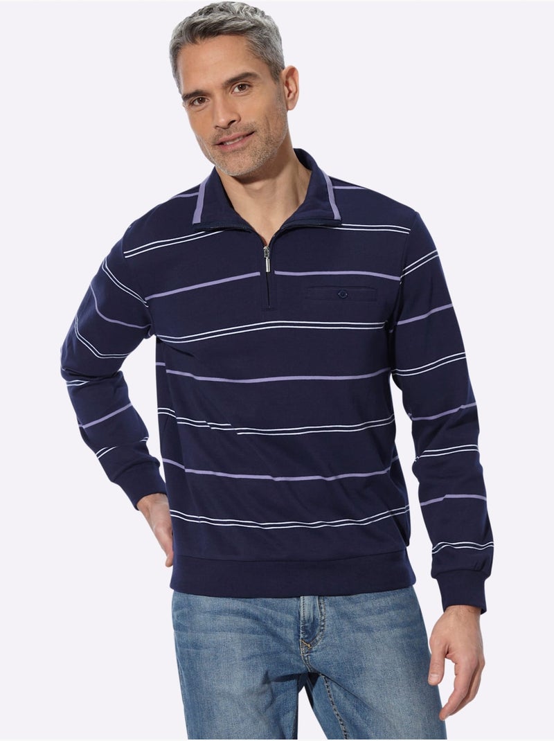 Sweatshirt rayures en fils teintés - taille standard - moda vilona Bleu Violet - Kiabi