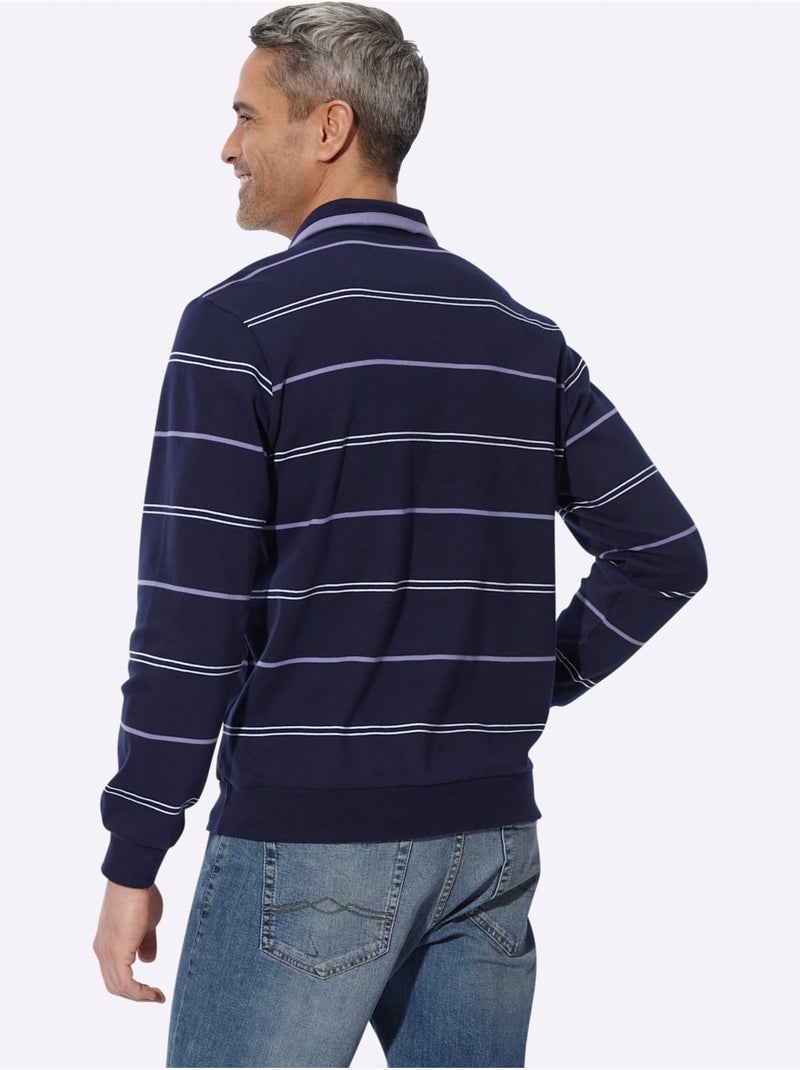 Sweatshirt rayures en fils teintés - taille standard - moda vilona Bleu Violet - Kiabi