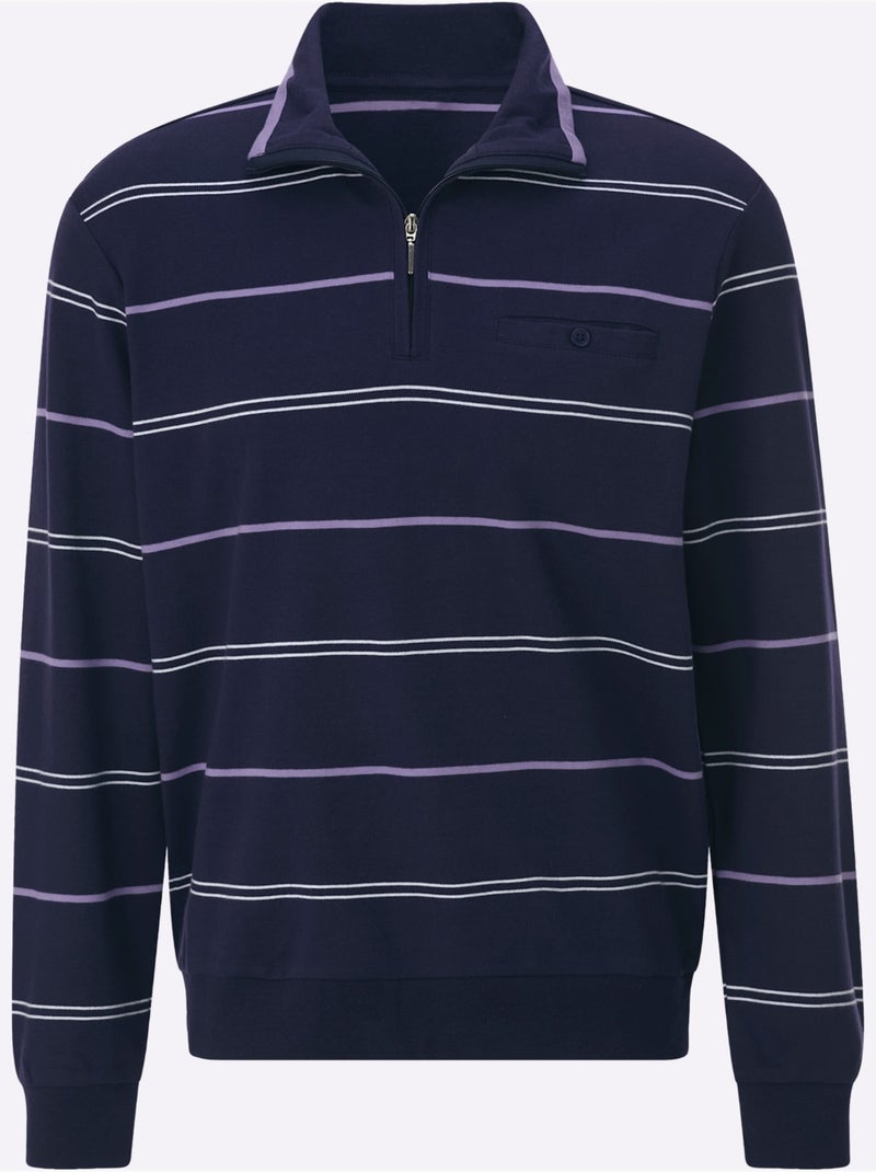 Sweatshirt rayures en fils teintés - taille standard - moda vilona Bleu Violet - Kiabi