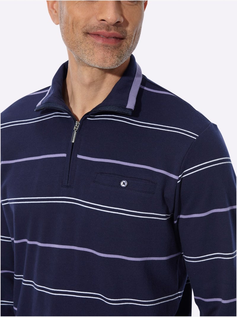 Sweatshirt rayures en fils teintés - taille standard - moda vilona Bleu Violet - Kiabi