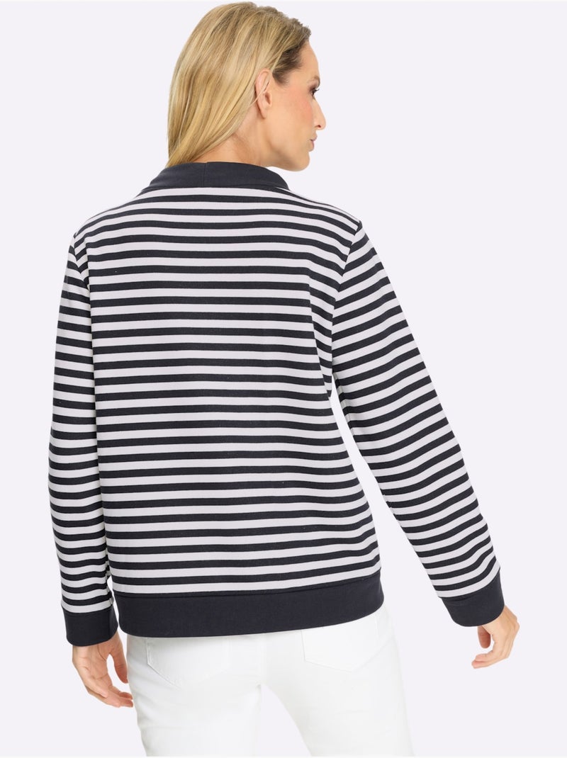 Sweatshirt Séduisant Motif à Rayures - Taille Standard - Helline Bleu Bleu marine Blanc - Kiabi