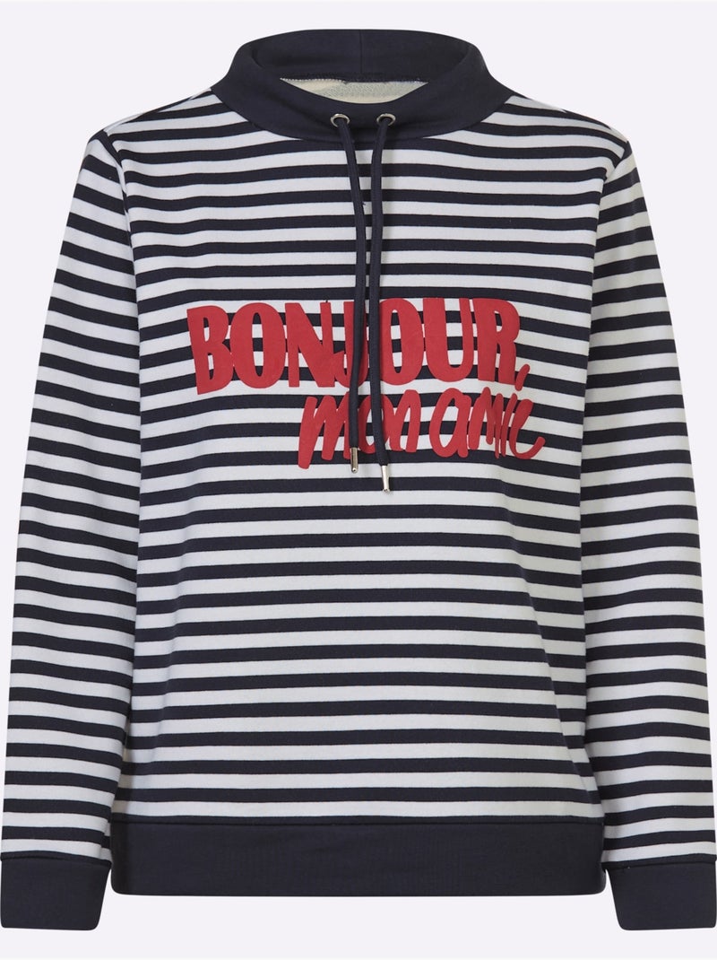 Sweatshirt Séduisant Motif à Rayures - Taille Standard - Helline Bleu Bleu marine Blanc - Kiabi