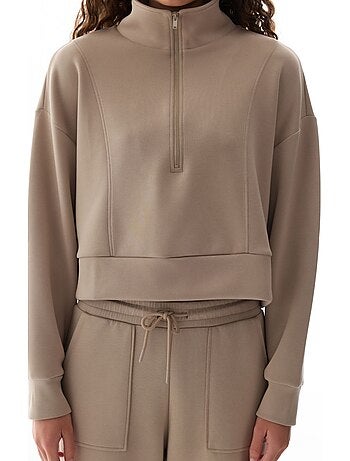 Sweatshirt silky touch à demi-zip penti