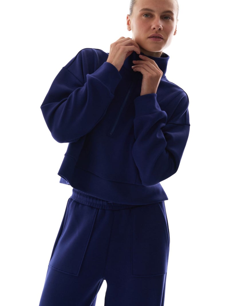 Sweatshirt silky touch à demi-zip penti Bleu marine - Kiabi