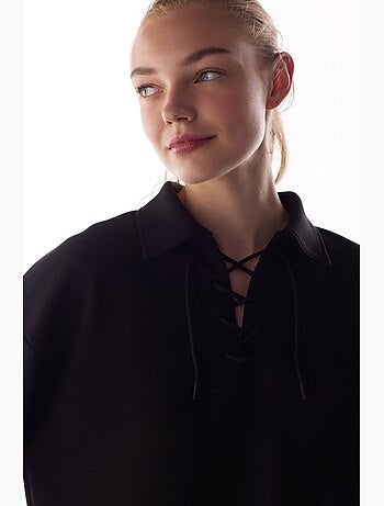 Sweatshirt silky touch à lacets et manches longues penti