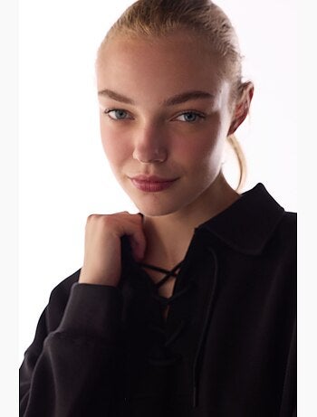 Sweatshirt silky touch à lacets et manches longues penti
