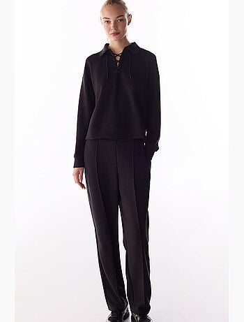Sweatshirt silky touch à lacets et manches longues penti