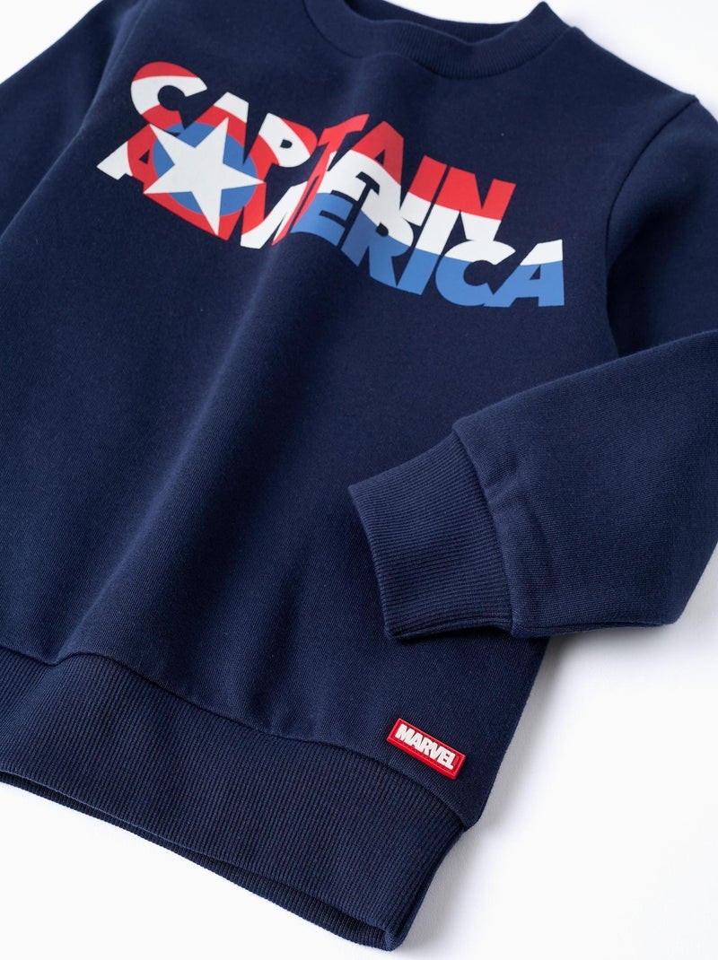 Sweatshirt Thème Captain America, extrémités côtelées MARVEL CAP AMERICA Bleu foncé - Kiabi