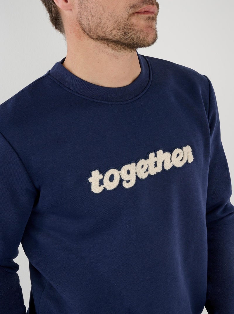 Sweatshirt Thermolactyl en molleton - Damart Bleu - Kiabi